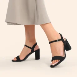 Ascenelle Minimalist Vegan Leather Block Heel Sandals