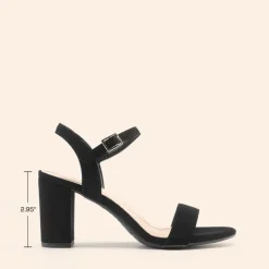 Ascenelle Minimalist Vegan Leather Block Heel Sandals