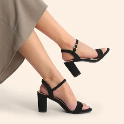 Ascenelle Minimalist Vegan Leather Block Heel Sandals