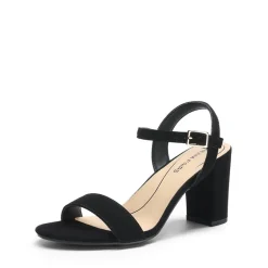 Ascenelle Minimalist Vegan Leather Block Heel Sandals