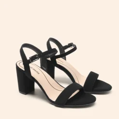 Ascenelle Minimalist Vegan Leather Block Heel Sandals
