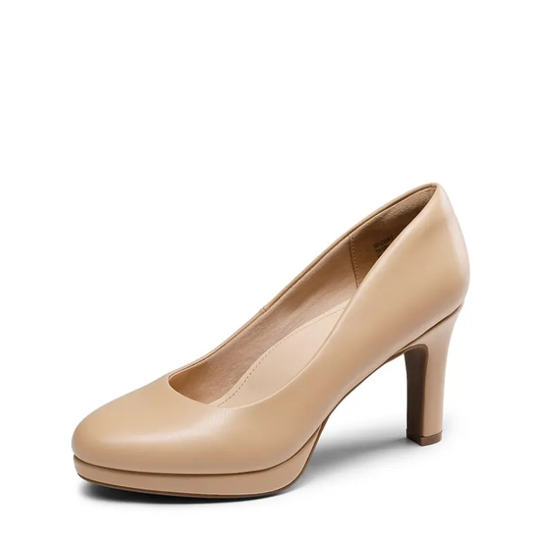 Ascenelle Platform Comfortable Mid Heel Pumps