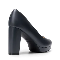 Ascenelle Round-Toe Arch Support Block Heel Pumps