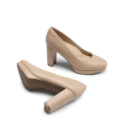 Ascenelle Round-Toe Arch Support Block Heel Pumps