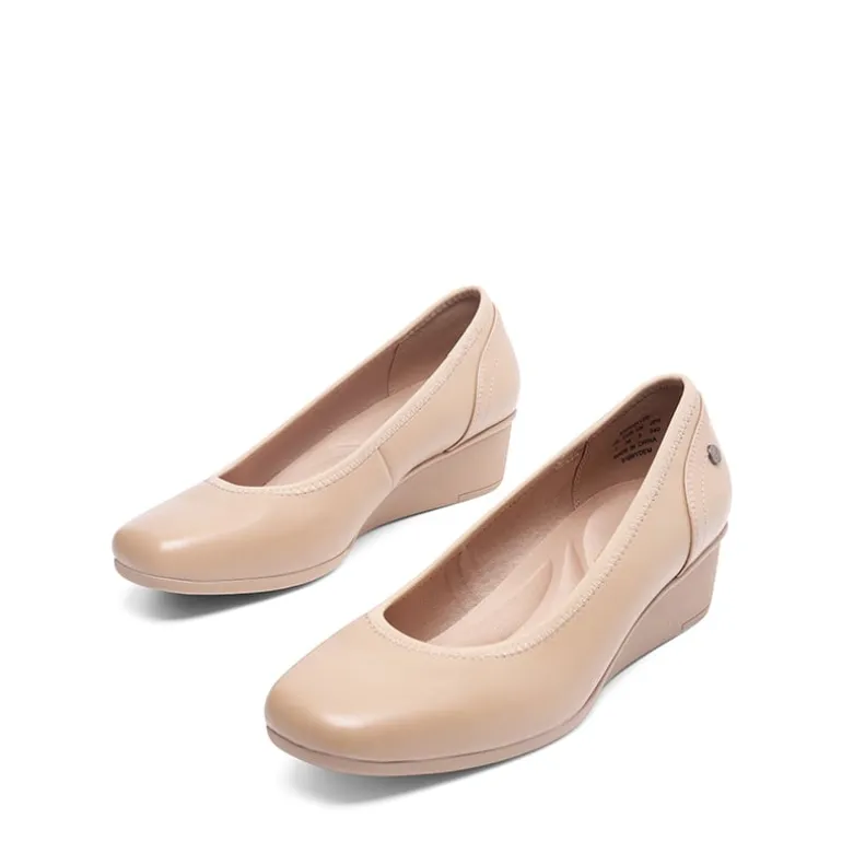 Ascenelle Square Toe Low Wedge Dress Pumps