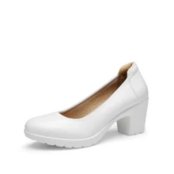 Ascenelle Wide-Toe Arch Support Block Heel Pumps