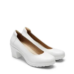 Ascenelle Wide-Toe Arch Support Block Heel Pumps