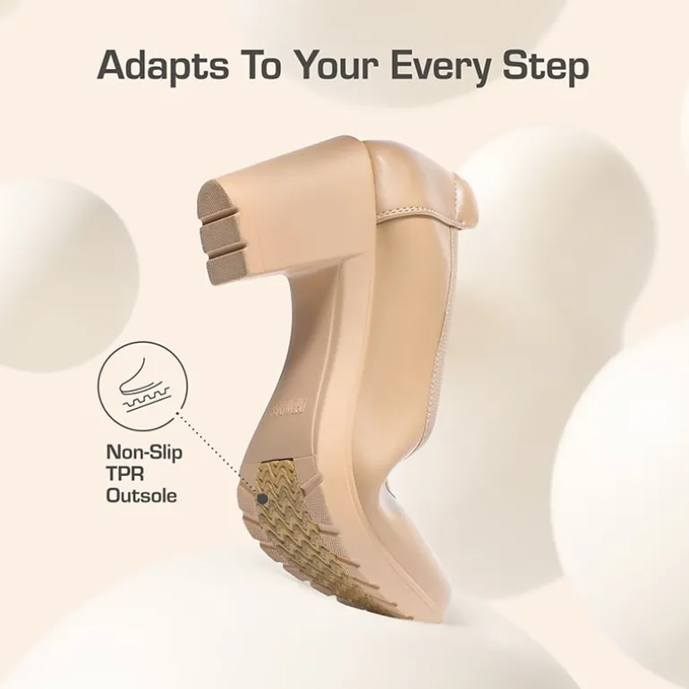 Ascenelle Wide-Toe Arch Support Block Heel Pumps
