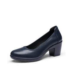 Ascenelle Wide-Toe Arch Support Block Heel Pumps