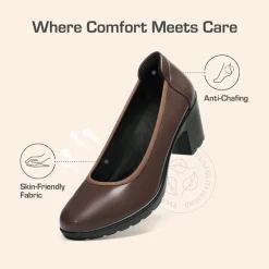 Ascenelle Wide-Toe Arch Support Block Heel Pumps