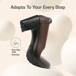 Ascenelle Wide-Toe Arch Support Block Heel Pumps