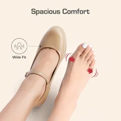 Ascenelle Wide-Toe Classic Mary Jane Pumps