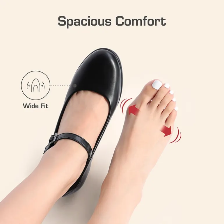 Ascenelle Wide-Toe Classic Mary Jane Pumps