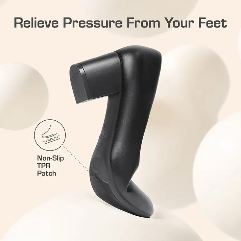 Ascenelle Wide-Toe Non-slip Arch Support Cushioned Pumps