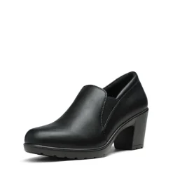 Ascenelle Wide Width Comfortable Round Toe Block Heel Pumps