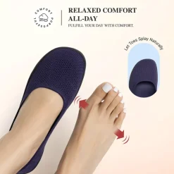 Ascenelle Women’s Arch Support Wide Toe Ballet Shoes Knit Edition