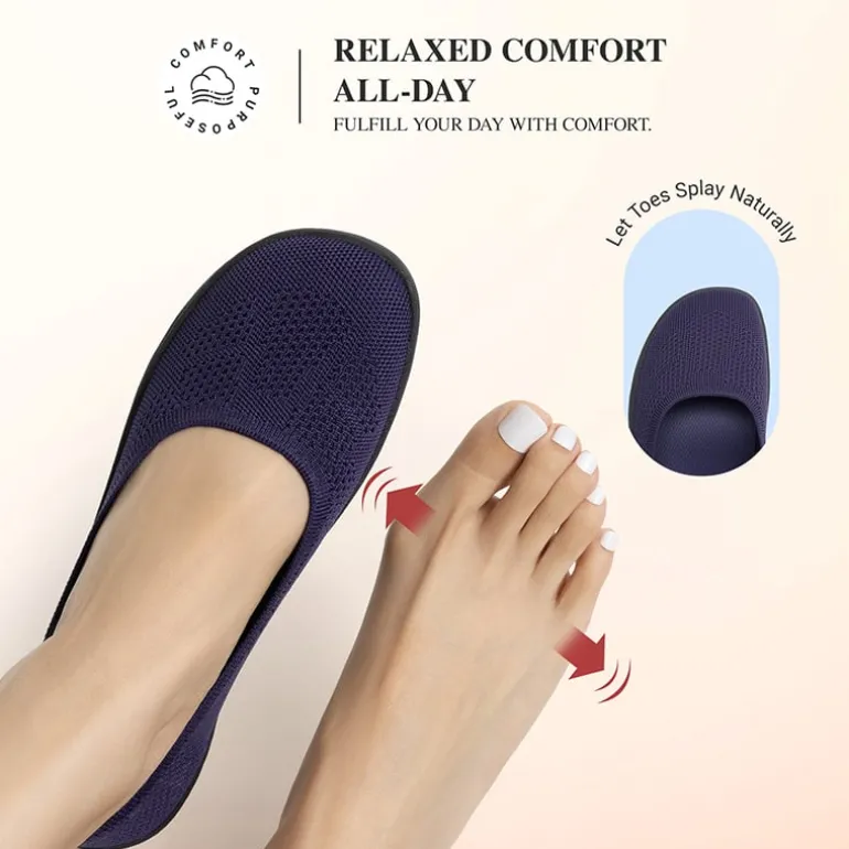 Ascenelle Women’s Arch Support Wide Toe Ballet Shoes Knit Edition