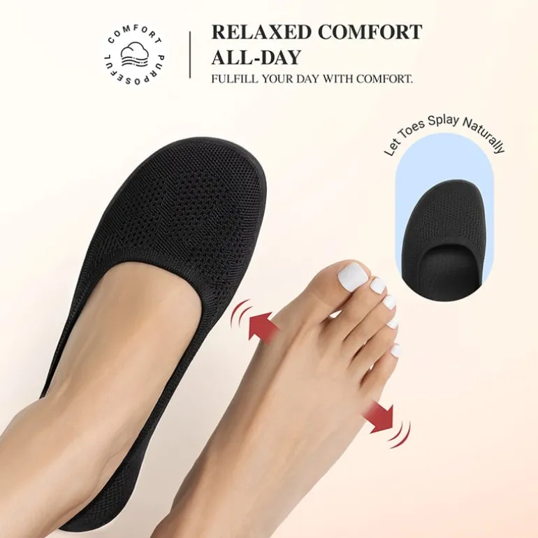 Ascenelle Women’s Arch Support Wide Toe Ballet Shoes Knit Edition