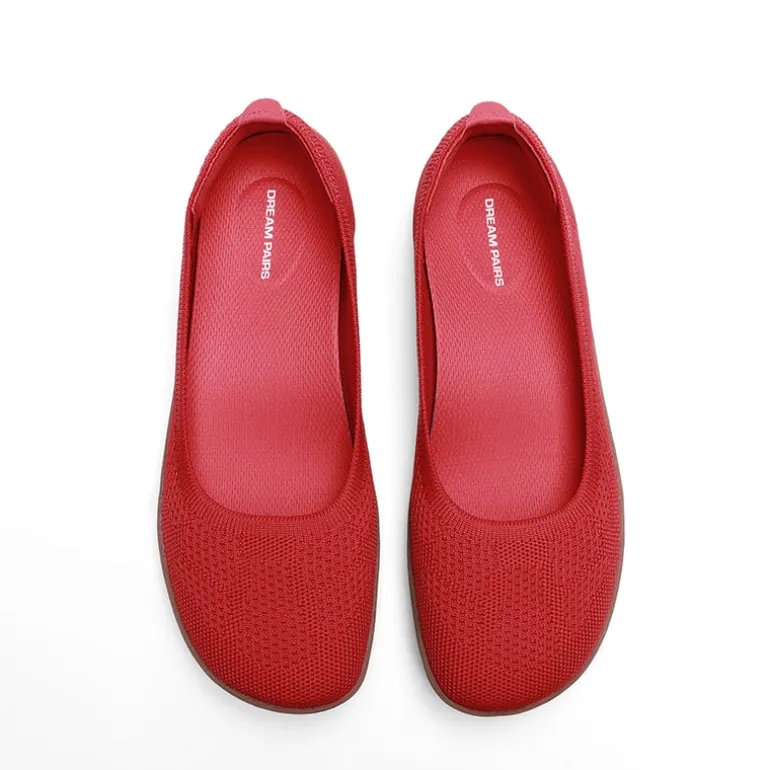 Ascenelle Women’s Arch Support Wide Toe Ballet Shoes Knit Edition