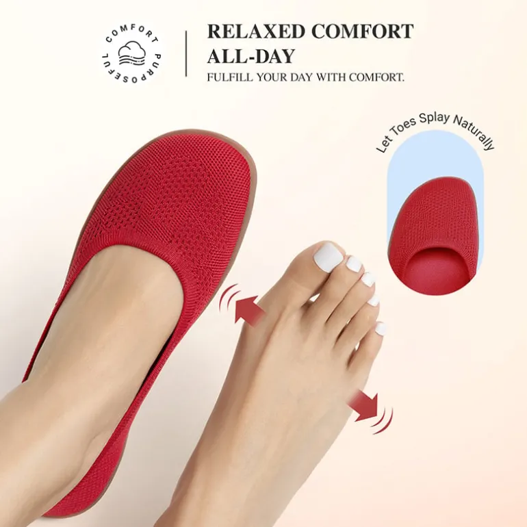 Ascenelle Women’s Arch Support Wide Toe Ballet Shoes Knit Edition