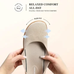 Ascenelle Women’s Arch Support Wide Toe Ballet Shoes Knit Edition