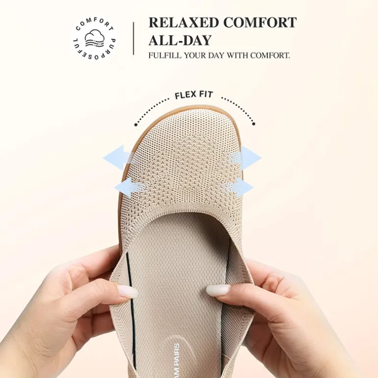 Ascenelle Women’s Arch Support Wide Toe Ballet Shoes Knit Edition