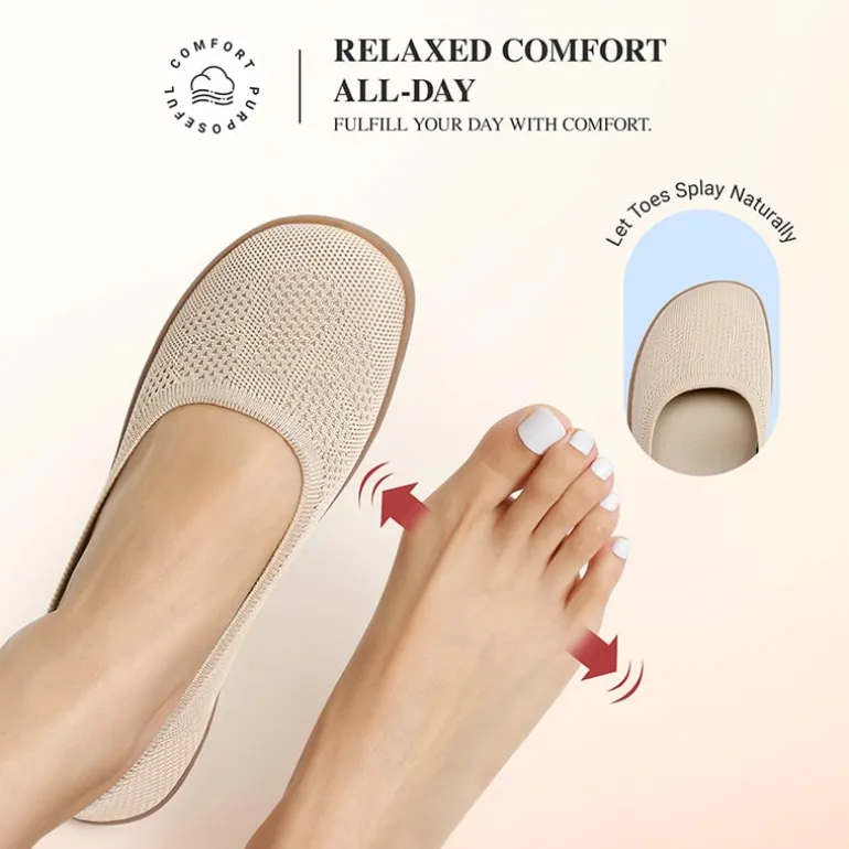 Ascenelle Women’s Arch Support Wide Toe Ballet Shoes Knit Edition