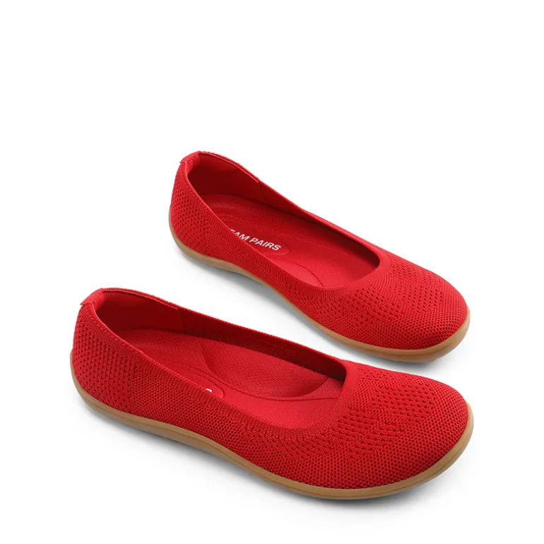 Ascenelle Women's Breathable Round Toe Flats Knit Edition