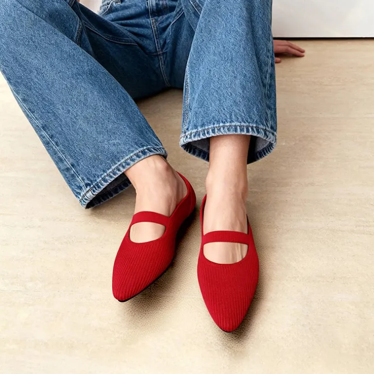 Ascenelle Women’s Comfortable Mary Jane Flats Knit Edition