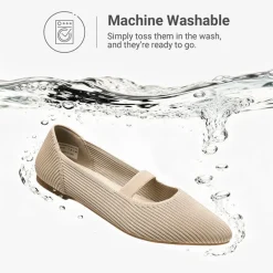 Ascenelle Women’s Comfortable Mary Jane Flats Knit Edition