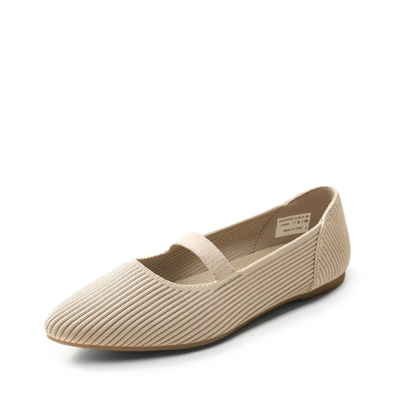 Ascenelle Women’s Comfortable Mary Jane Flats Knit Edition