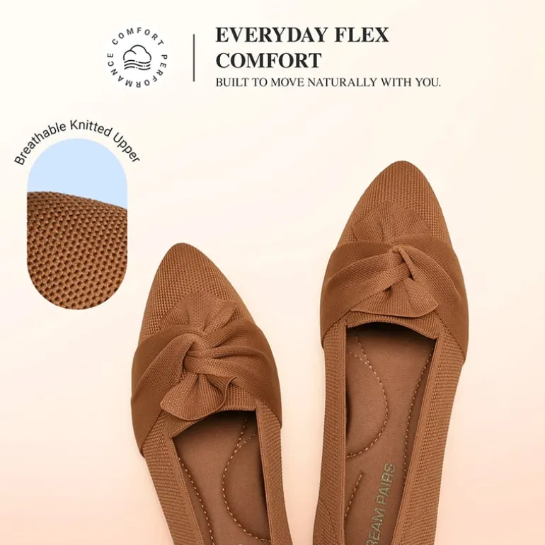 Ascenelle Women’s Foldable Bow Flats Knit Edition