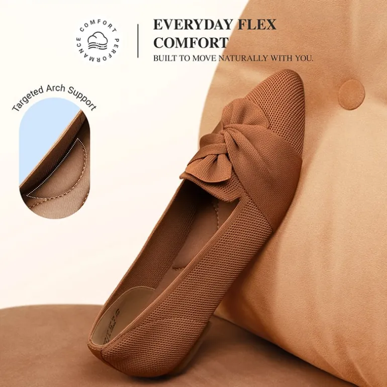 Ascenelle Women’s Foldable Bow Flats Knit Edition