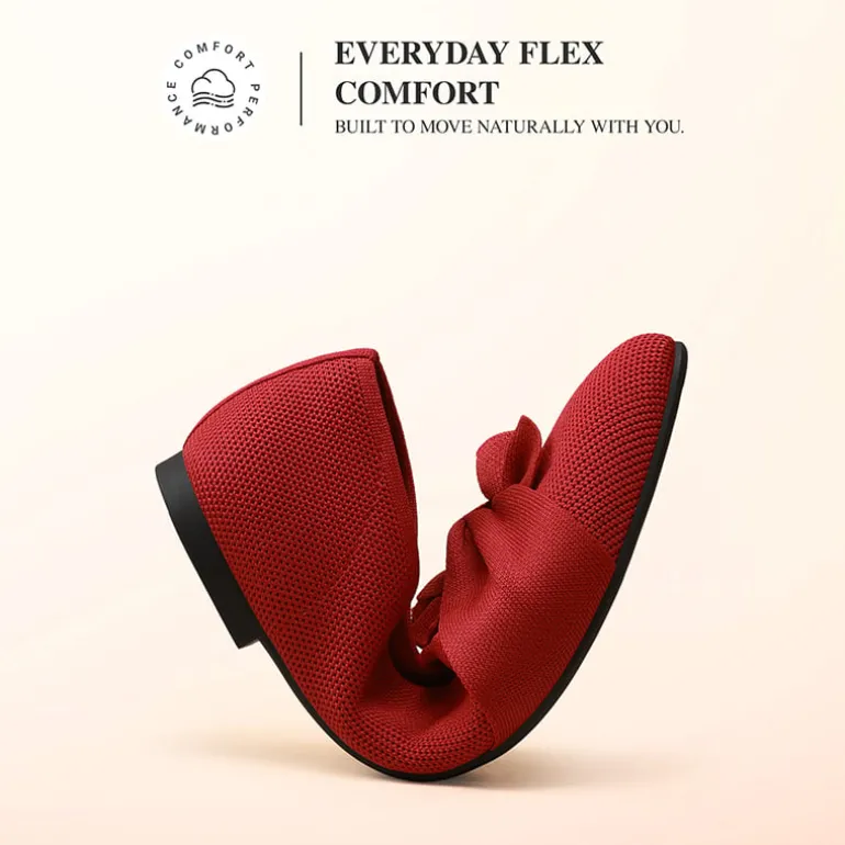 Ascenelle Women’s Foldable Bow Flats Knit Edition