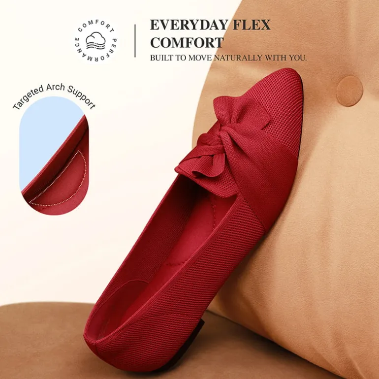 Ascenelle Women’s Foldable Bow Flats Knit Edition