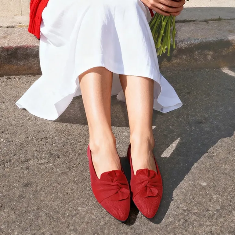 Ascenelle Women’s Foldable Bow Flats Knit Edition