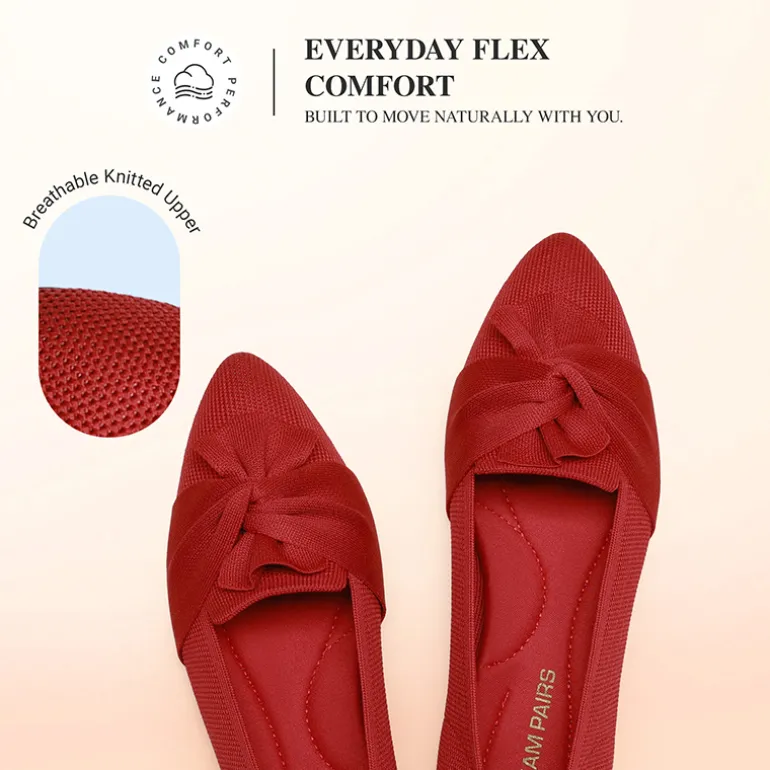 Ascenelle Women’s Foldable Bow Flats Knit Edition