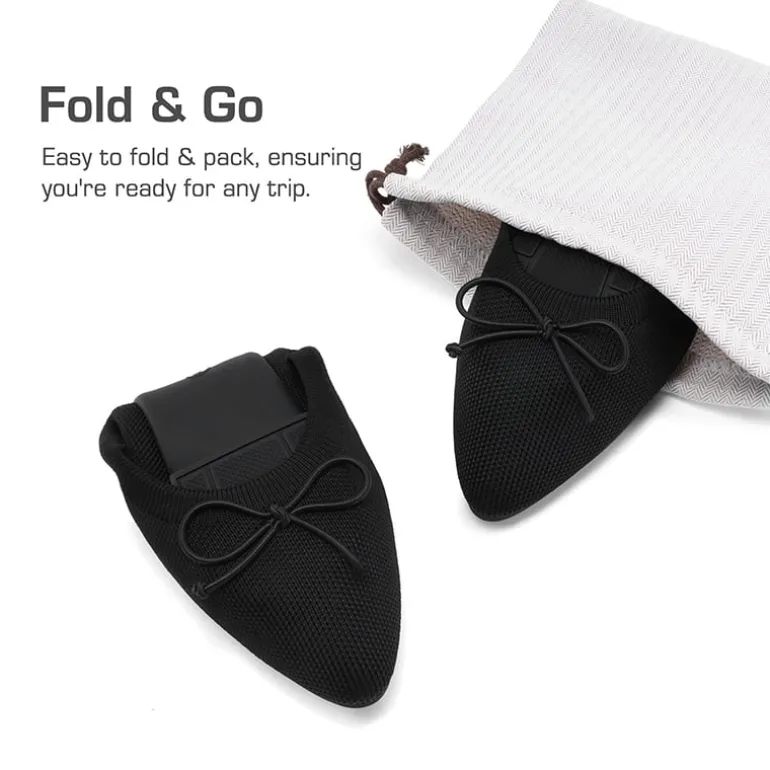 Ascenelle Women’s Foldable Breathable Bow Flats Knit Edition