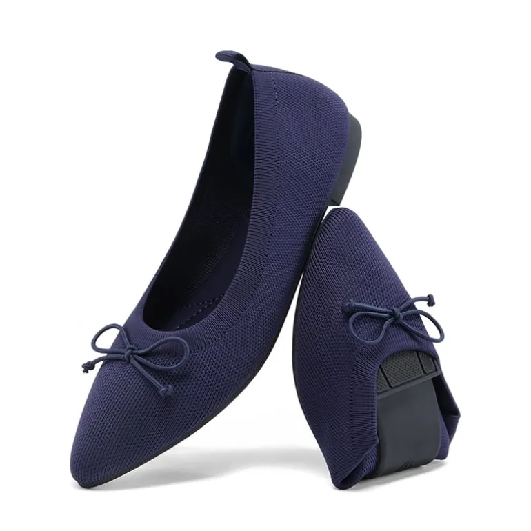 Ascenelle Women’s Foldable Breathable Bow Flats Knit Edition