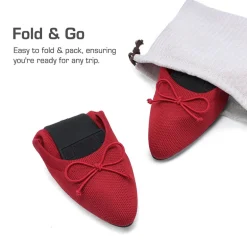 Ascenelle Women’s Foldable Breathable Bow Flats Knit Edition