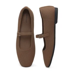 Ascenelle Women's Mary Jane Flats with Buckle Strap Knit Edition