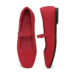 Ascenelle Women's Mary Jane Flats with Buckle Strap Knit Edition