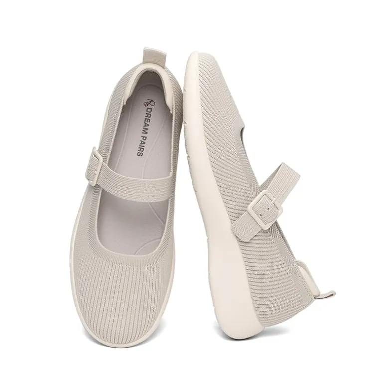 Ascenelle Women's Mary Jane Flats with Arch Support Knit Edition