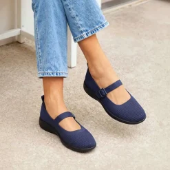 Ascenelle Women's Mary Jane Flats with Arch Support Knit Edition