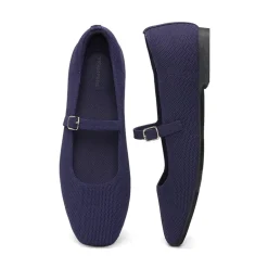 Ascenelle Women's Mary Jane Flats with Buckle Strap Knit Edition