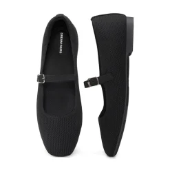 Ascenelle Women's Mary Jane Flats with Buckle Strap Knit Edition