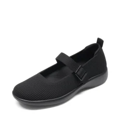 Ascenelle Women's Mary Jane Flats with Arch Support Knit Edition