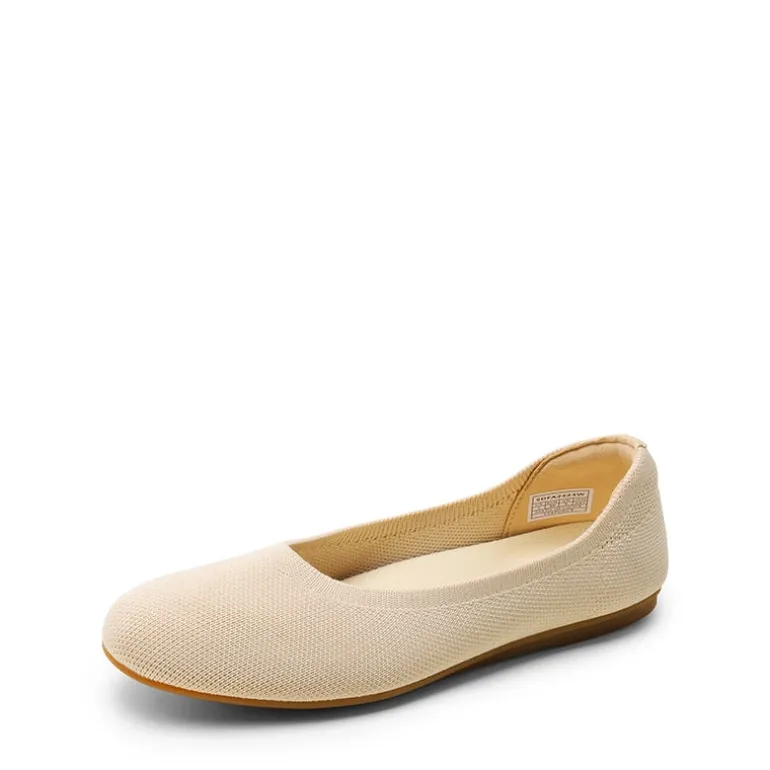 Ascenelle Women’s Round-Toe Arch-Support Ballet Flats Knit Edition