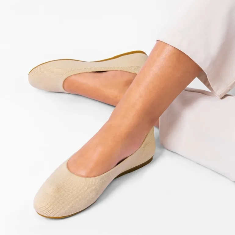 Ascenelle Women’s Round-Toe Arch-Support Ballet Flats Knit Edition