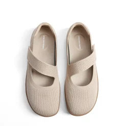 Ascenelle Women’s Wide-Sole Mary Jane Flats Knit Edition
